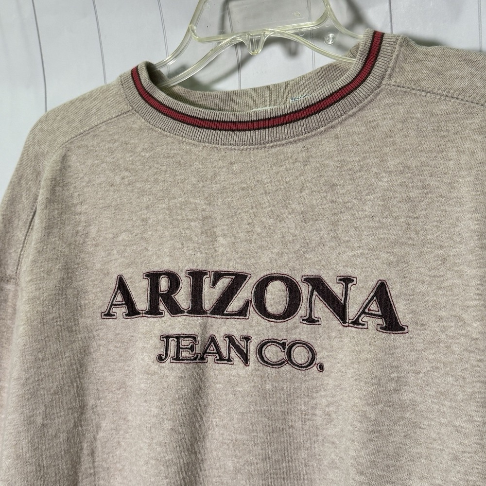VTG 90s Arizona Jean Co Tan Logo Sweatshirt Crunchy Granola Hipster Cozy Men's L